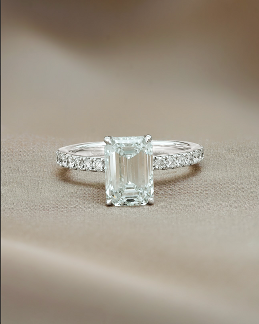 Marquise Shaped Three Stone Lab Grown Diamond Engagement Ring