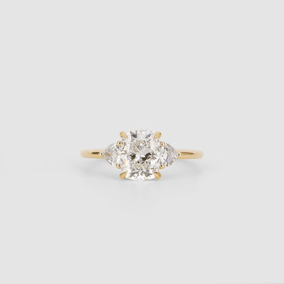 1.52 CT Cushion Shaped Three Stone Moissanite Engagement Ring