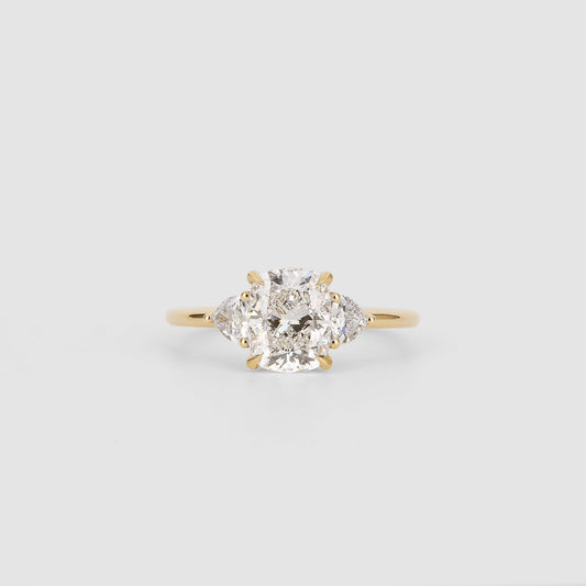 1.52 CT Cushion Shaped Three Stone Moissanite Engagement Ring