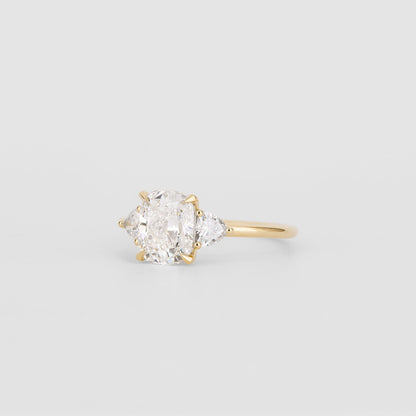 1.52 CT Cushion Shaped Three Stone Moissanite Engagement Ring