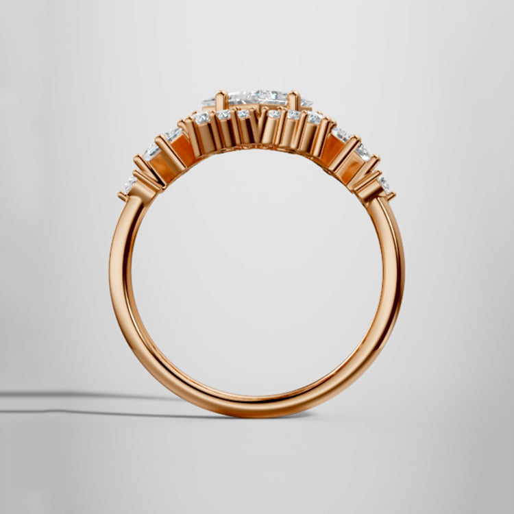 Marquise Shaped Three Stone Lab Grown Diamond Engagement Ring