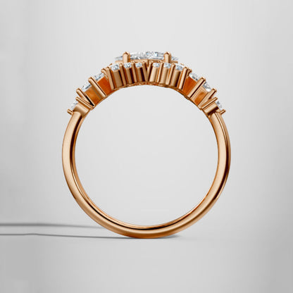 Marquise Shaped Three Stone Lab Grown Diamond Engagement Ring