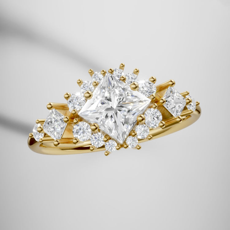 Marquise Shaped Three Stone Lab Grown Diamond Engagement Ring