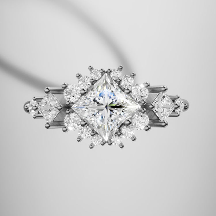 Marquise Shaped Three Stone Lab Grown Diamond Engagement Ring