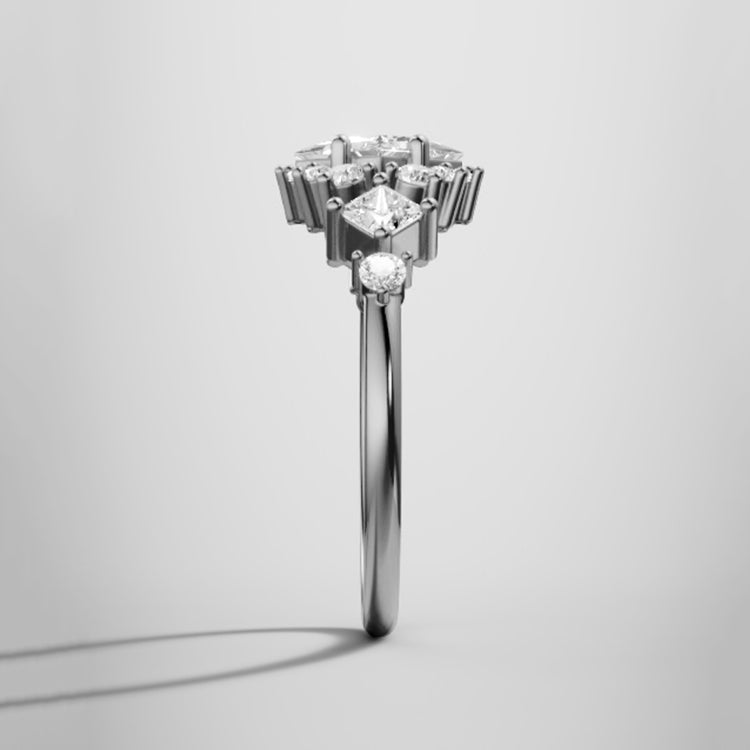 Marquise Shaped Three Stone Lab Grown Diamond Engagement Ring