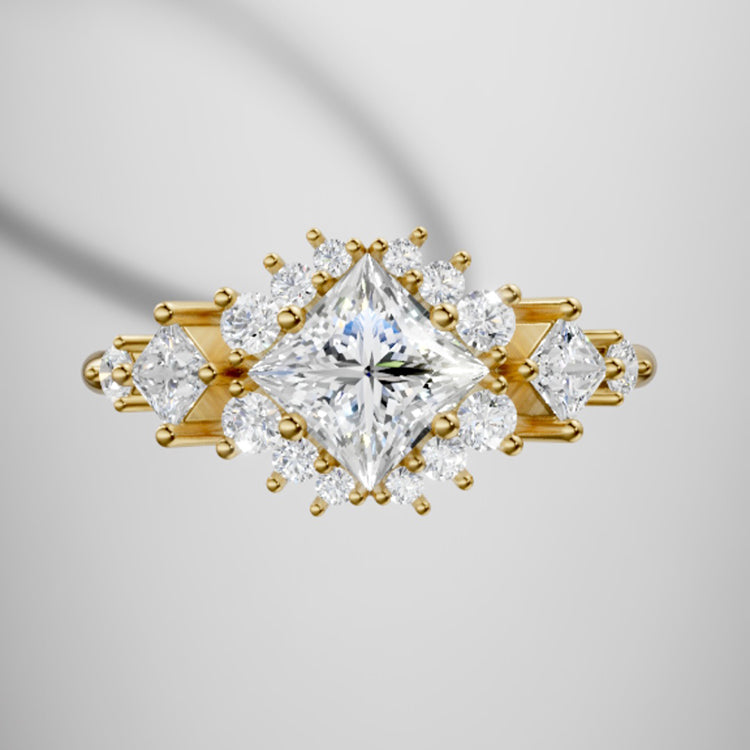 Marquise Shaped Three Stone Lab Grown Diamond Engagement Ring