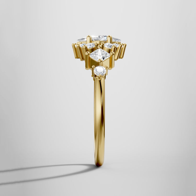 Marquise Shaped Three Stone Lab Grown Diamond Engagement Ring