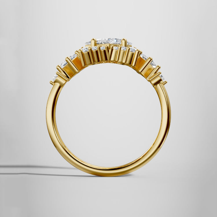 Marquise Shaped Three Stone Lab Grown Diamond Engagement Ring