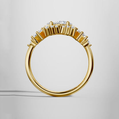 Marquise Shaped Three Stone Lab Grown Diamond Engagement Ring