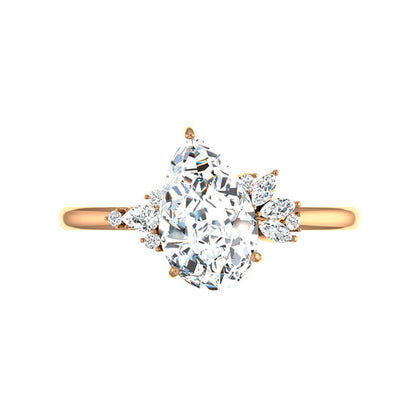 Marquise Shaped Three Stone Lab Grown Diamond Engagement Ring