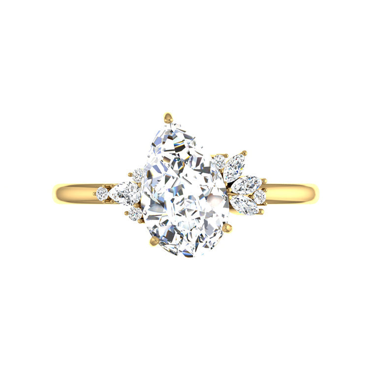Marquise Shaped Three Stone Lab Grown Diamond Engagement Ring
