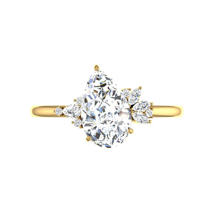 Marquise Shaped Three Stone Lab Grown Diamond Engagement Ring