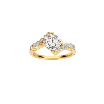 Timeless 1.5 CT Cushion Cut Swirl Bezel Pave Moissanite Diamond Engagement Ring
