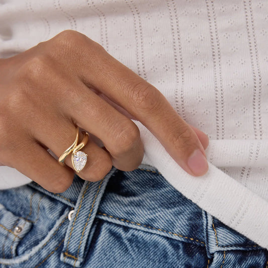 Timeless 1.5 CT Pear Cut Swirl Solitaire Unique Styled Moissanite Diamond Engagement Ring