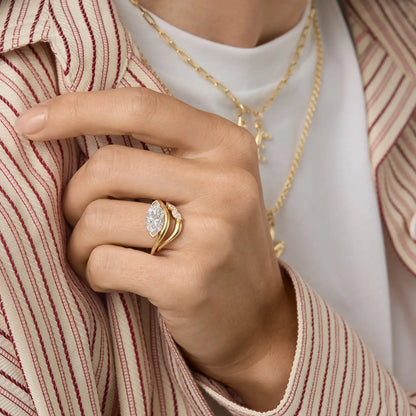 Timeless 2 CT Marquise Cut Swirl Solitaire Styled Moissanite Diamond Engagement Ring