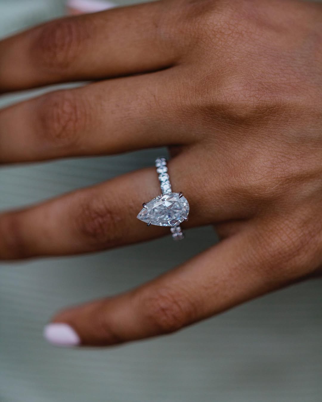 2.9 Carats Emerald Pave Styled Moissanite Engagement Ring