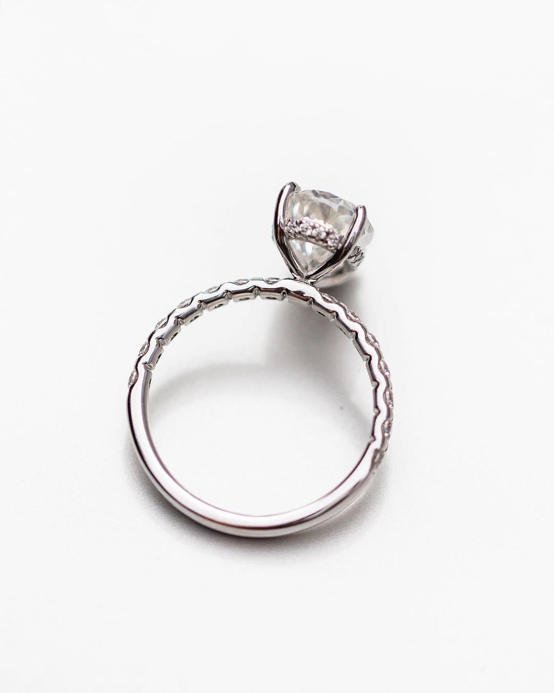 2.9 Carats Emerald Pave Styled Moissanite Engagement Ring