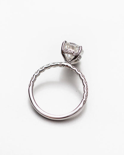 2.9 Carats Emerald Pave Styled Moissanite Engagement Ring