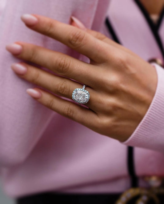 2.9 Carats Emerald Pave Styled Moissanite Engagement Ring