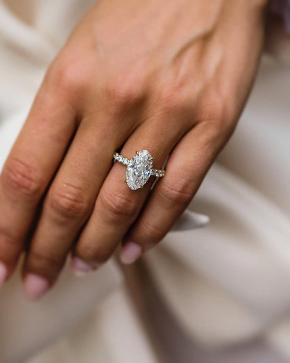 2.9 Carats Emerald Pave Styled Moissanite Engagement Ring