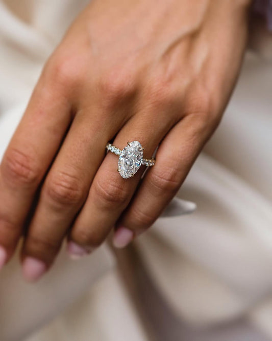 2.9 Carats Emerald Pave Styled Moissanite Engagement Ring