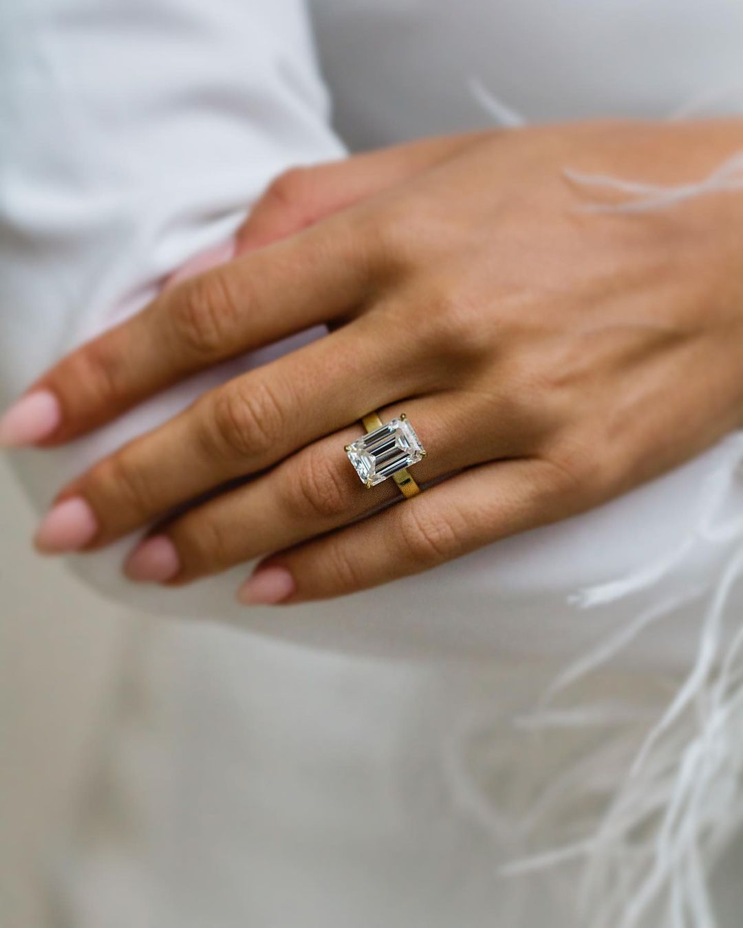 2.9 Carats Emerald Pave Styled Moissanite Engagement Ring