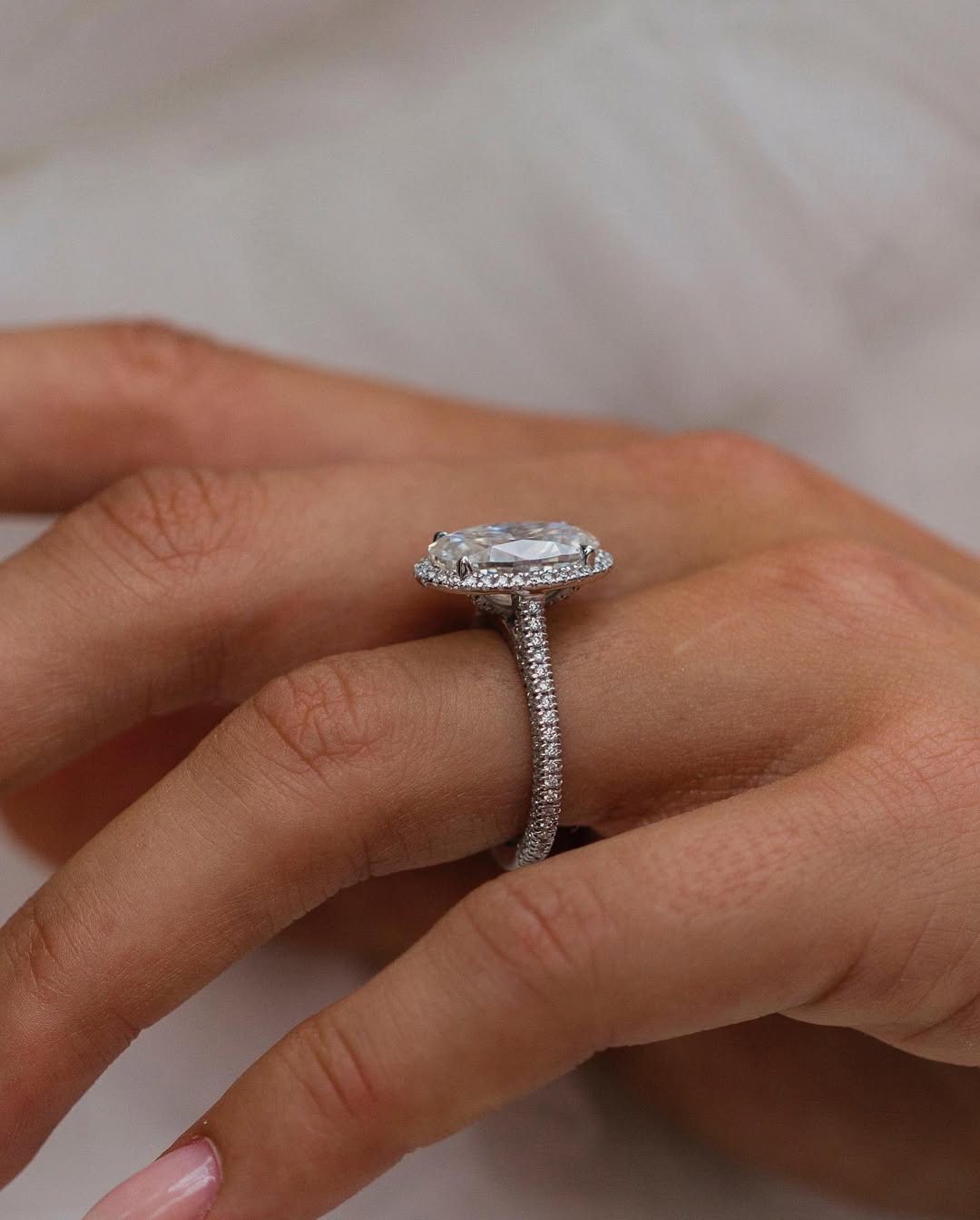 2.9 Carats Emerald Pave Styled Moissanite Engagement Ring