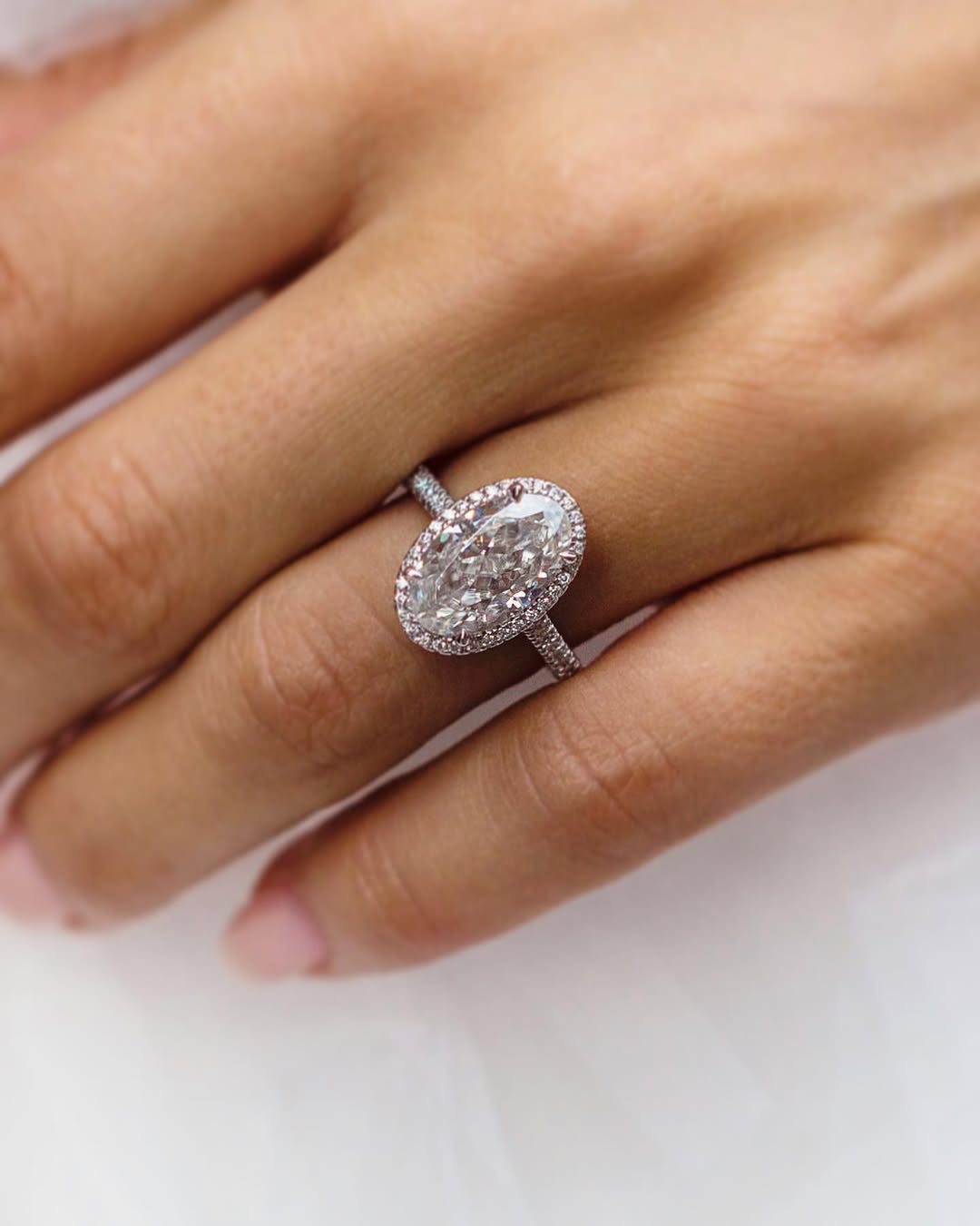 2.9 Carats Emerald Pave Styled Moissanite Engagement Ring