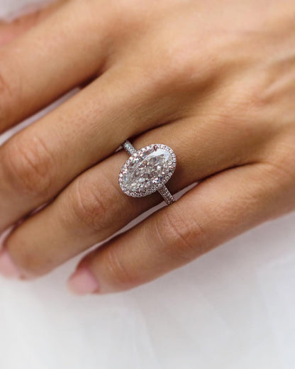 2.9 Carats Emerald Pave Styled Moissanite Engagement Ring