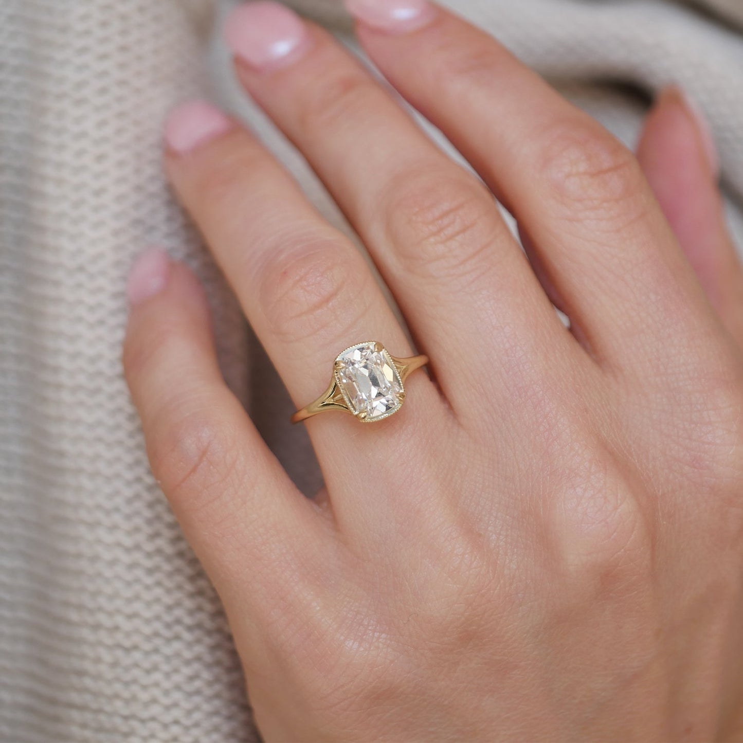 Marquise Shaped Three Stone Lab Grown Diamond Engagement Ring