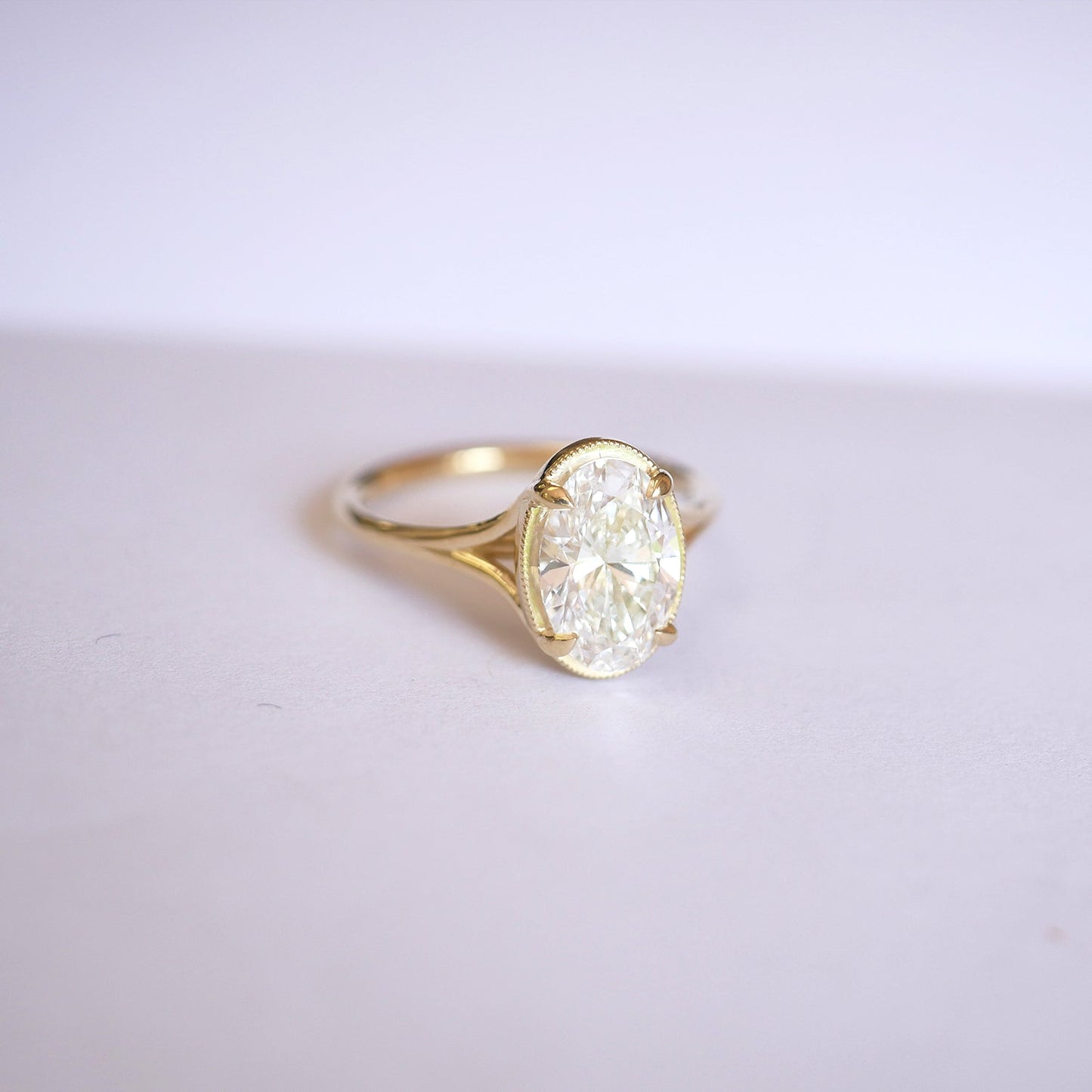 Marquise Shaped Three Stone Lab Grown Diamond Engagement Ring