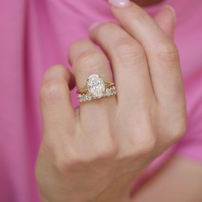 Marquise Shaped Three Stone Lab Grown Diamond Engagement Ring