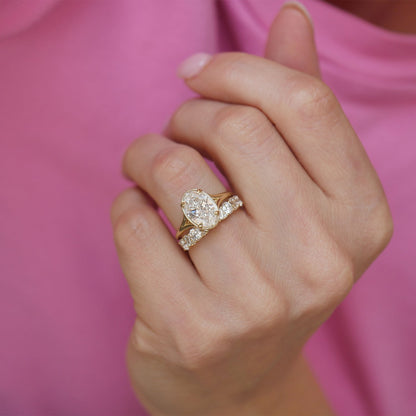 Marquise Shaped Three Stone Lab Grown Diamond Engagement Ring