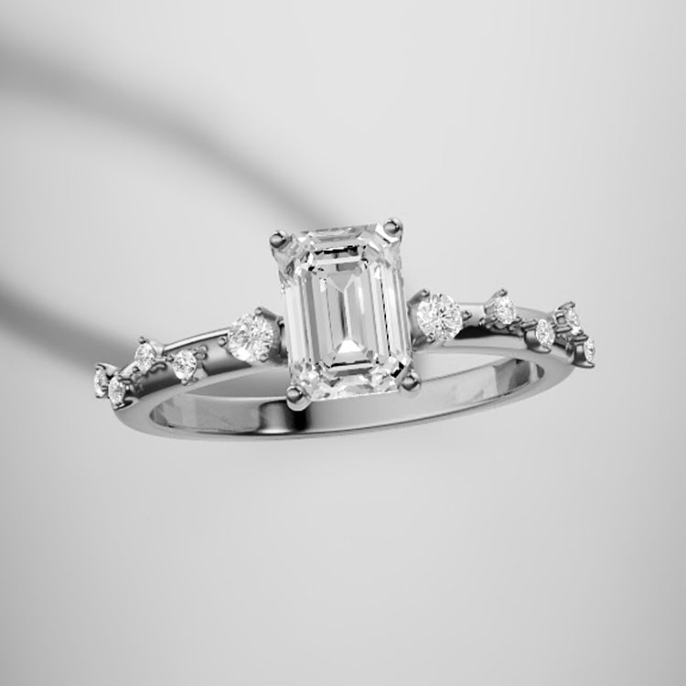 Marquise Shaped Three Stone Lab Grown Diamond Engagement Ring