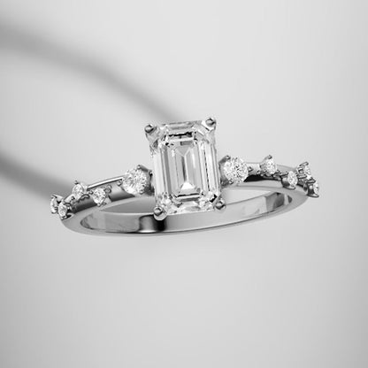 Marquise Shaped Three Stone Lab Grown Diamond Engagement Ring