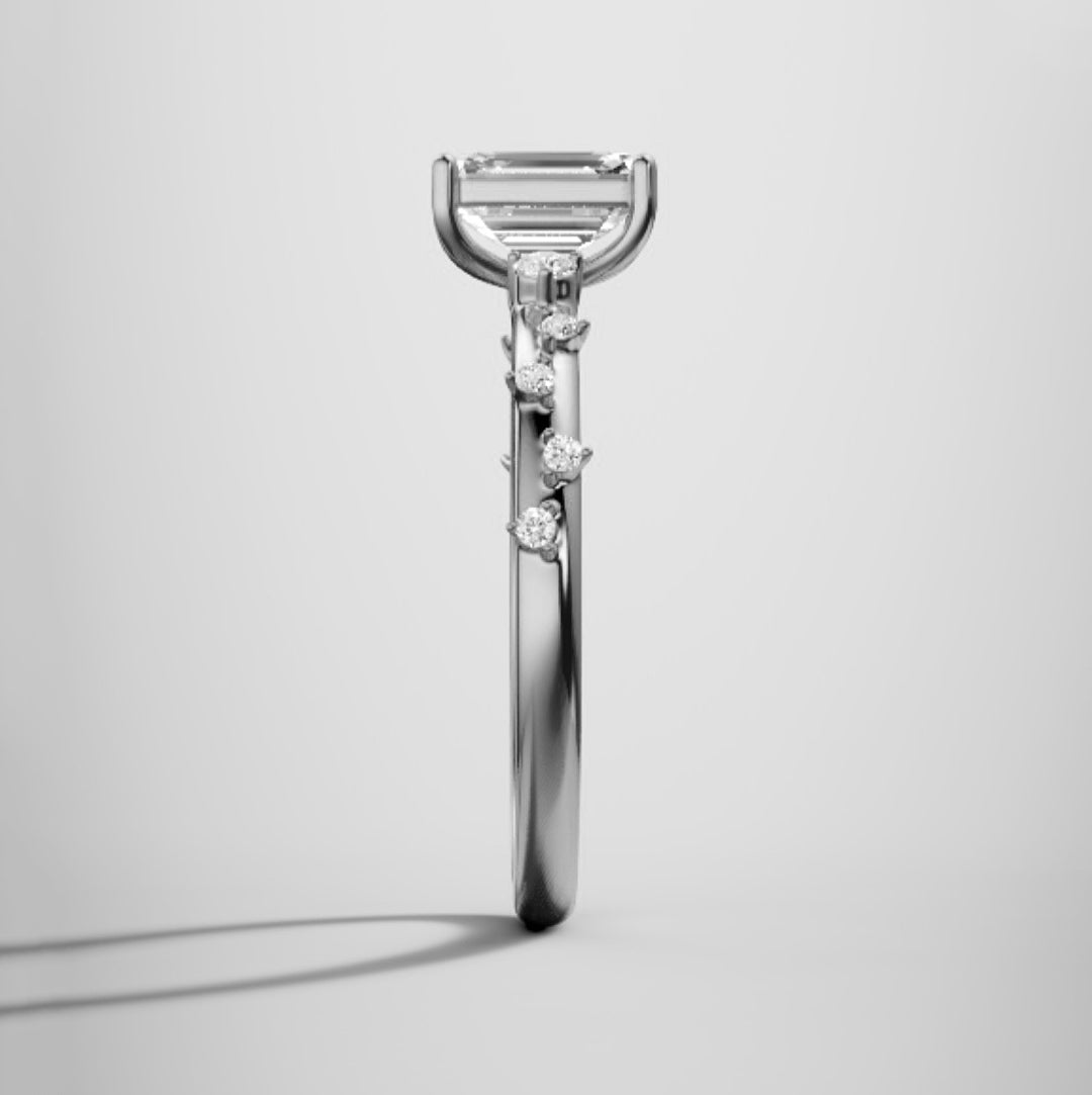 Marquise Shaped Three Stone Lab Grown Diamond Engagement Ring