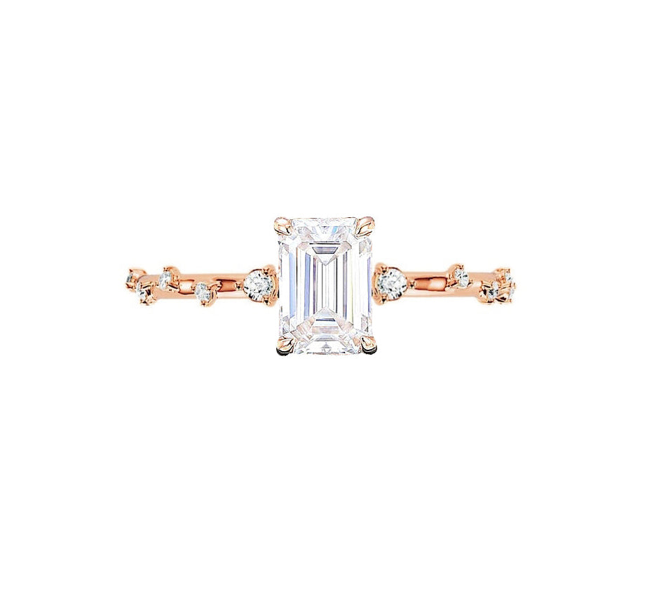 Marquise Shaped Three Stone Lab Grown Diamond Engagement Ring