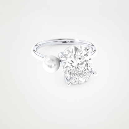 4  CT Moissanite Oval & Pearl Engagement Ring – Inspired by Ariana Grande 1