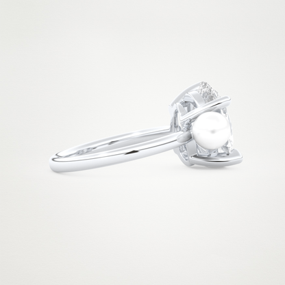 4  CT Moissanite Oval & Pearl Engagement Ring – Inspired by Ariana Grande 2