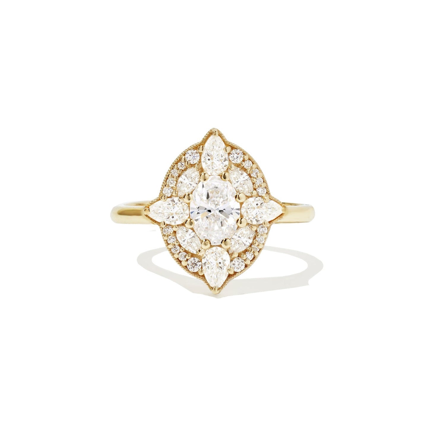 Marquise Shaped Three Stone Lab Grown Diamond Engagement Ring