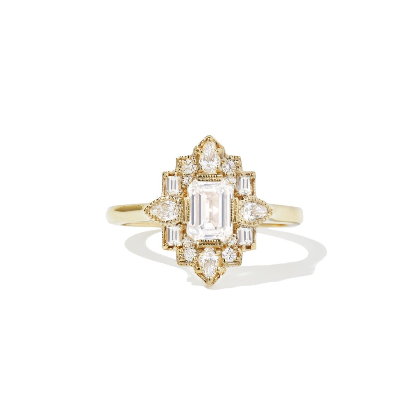 Marquise Shaped Three Stone Lab Grown Diamond Engagement Ring