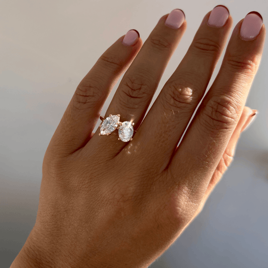 Marquise Shaped Three Stone Lab Grown Diamond Engagement Ring