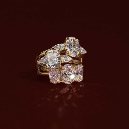 Marquise Cut Cluster Styled Lab Grown Diamond Engagement Ring