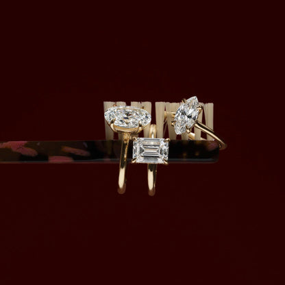 Marquise Cut Cluster Styled Lab Grown Diamond Engagement Ring