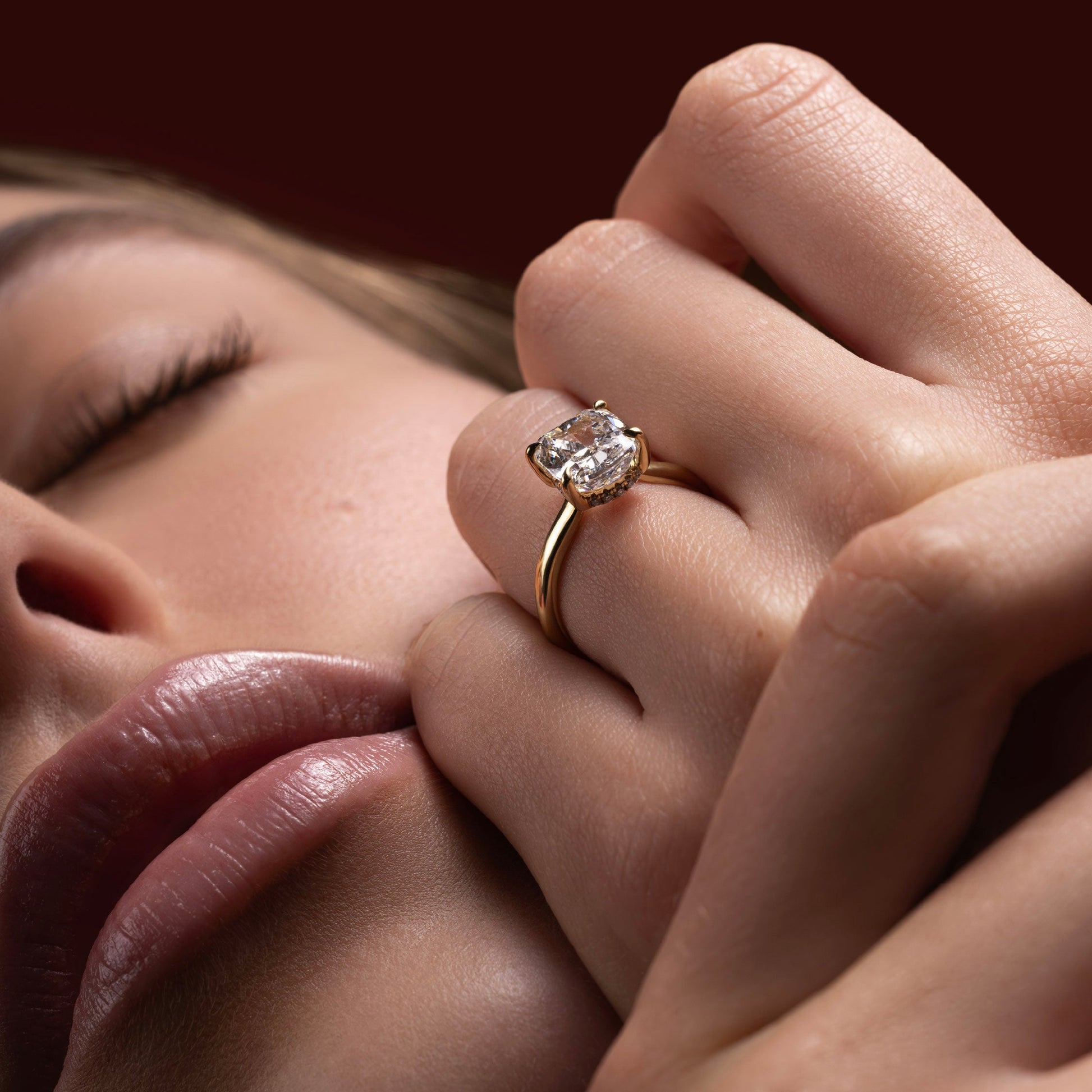 Marquise Cut Cluster Styled Lab Grown Diamond Engagement Ring
