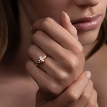Marquise Cut Cluster Styled Lab Grown Diamond Engagement Ring