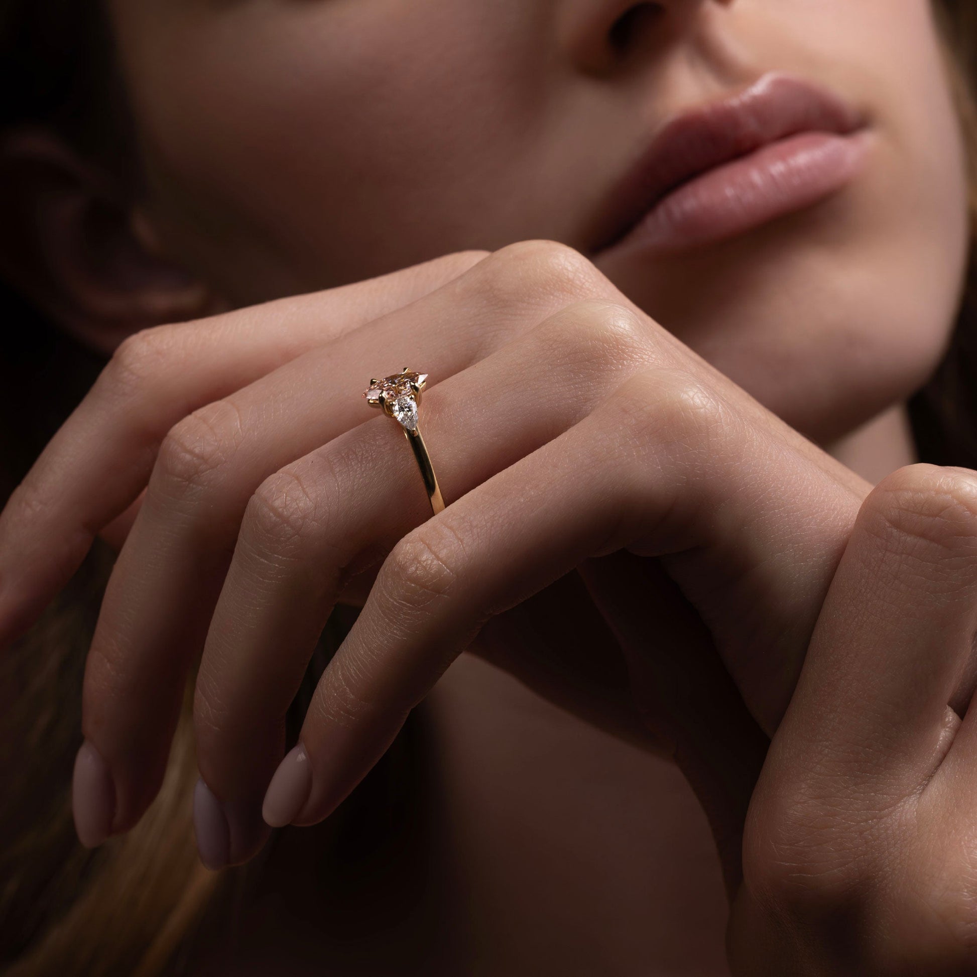 Marquise Cut Cluster Styled Lab Grown Diamond Engagement Ring