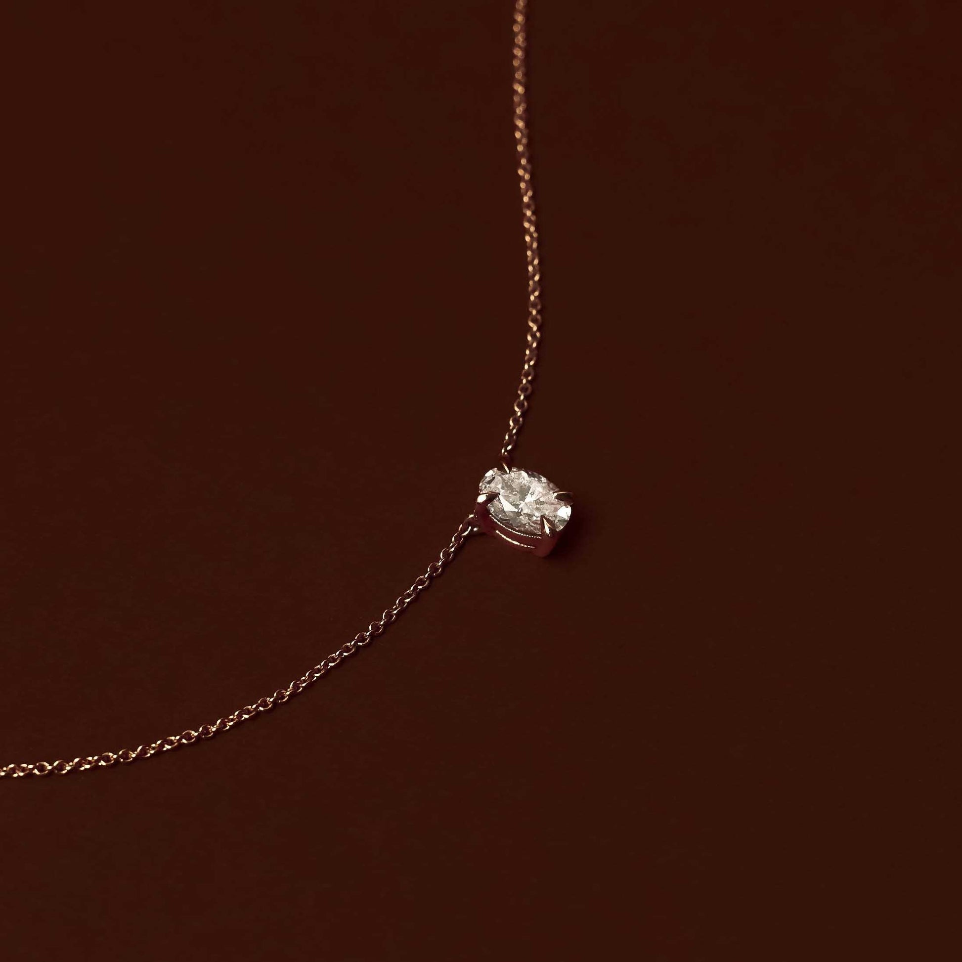 0.50 CT Oval Moissanite Diamond Solitaire Necklace in Solid Gold