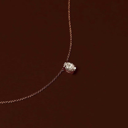 0.50 CT Oval Moissanite Diamond Solitaire Necklace in Solid Gold