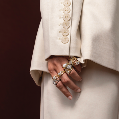 Marquise Cut Cluster Styled Lab Grown Diamond Engagement Ring